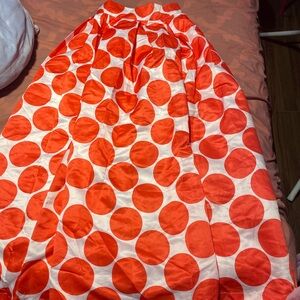 Orange Polka Dot Maxi Skirt - Vibrant Full-Length Women's Skirt